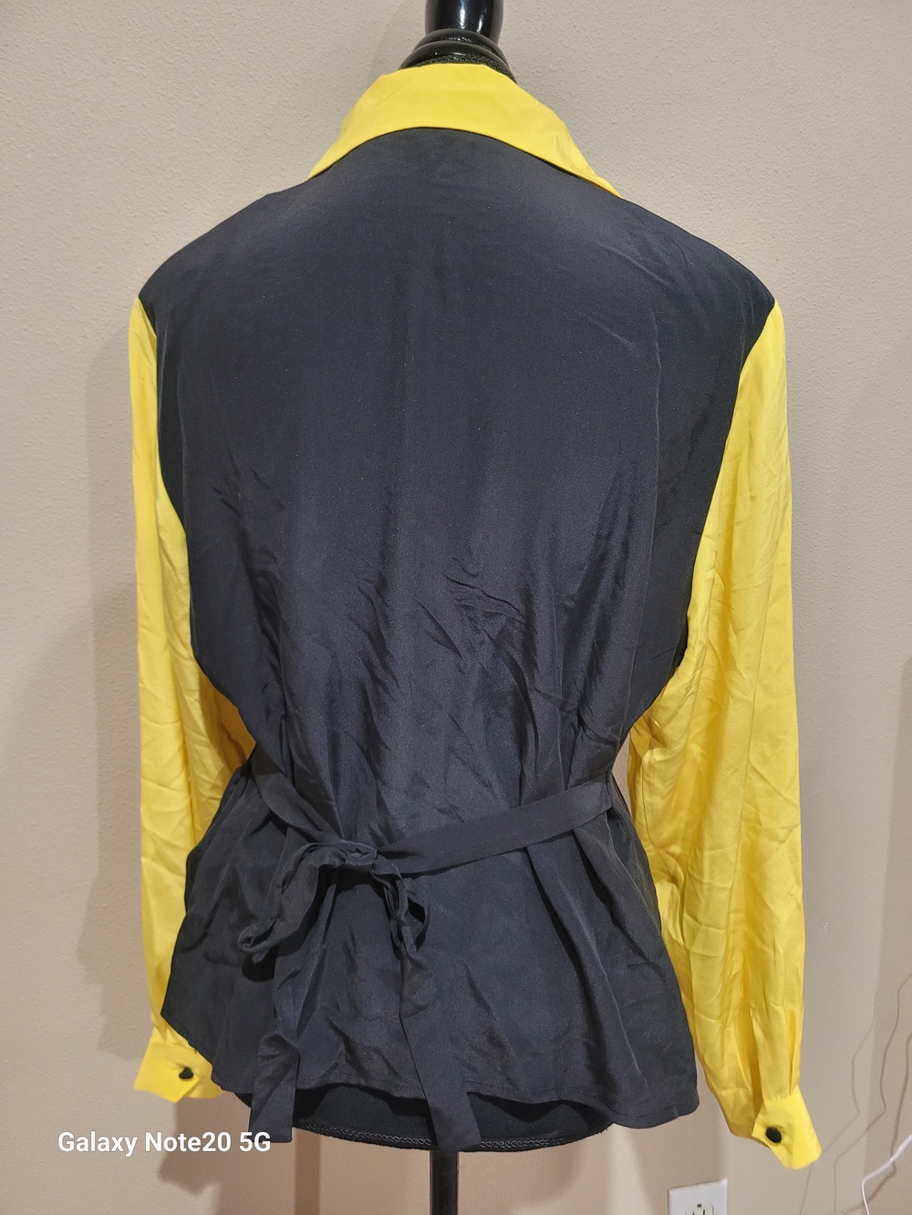 Bob Mackie Wearable Art Vintage 100% Silk Daffodil Floral Embroidery Blouse L - Picture 5 of 9
